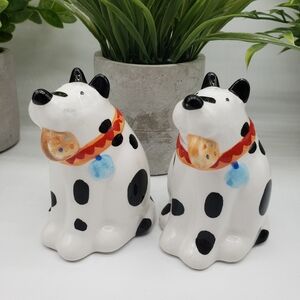 Coco Dowley Vintage Dalmation Dog Salt and Pepper Shaker Set with Stoppers AS IS